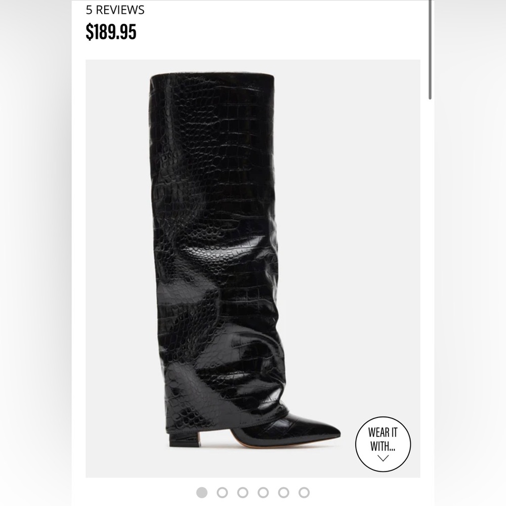 Steve Madden Stuntin Boots (7-8.5) - Black Crocodile Knee High - Worn 1x